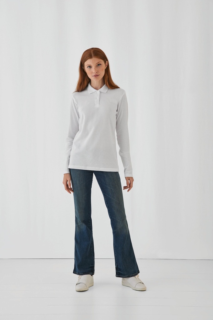 [CGPWI13-Orange-S] Polo femme ID.001 manches longues (CGPWI13) (Orange, S)