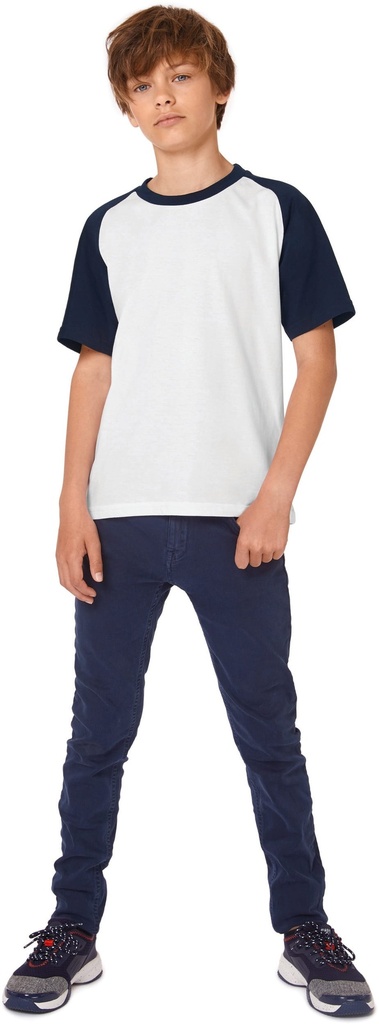 [CGTK350-White / navy-7/8 ans] T-shirt enfant Baseball (CGTK350) (White / navy, 7/8 ans)