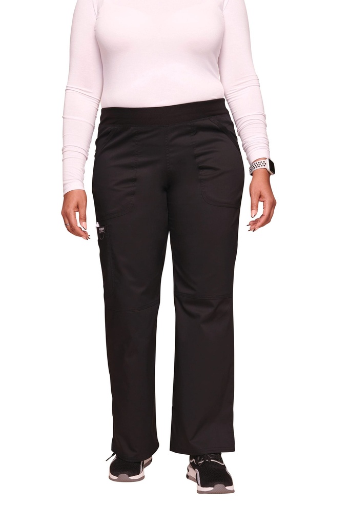 [CHWWE110-Black-S] Pantalon cargo à taille moyenne à enfiler femme (CHWWE110) (Black, S)