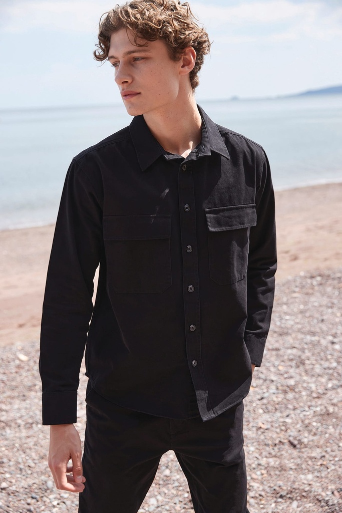 [FR054-Black-S] Surchemise Drill (FR054) (Black, S)