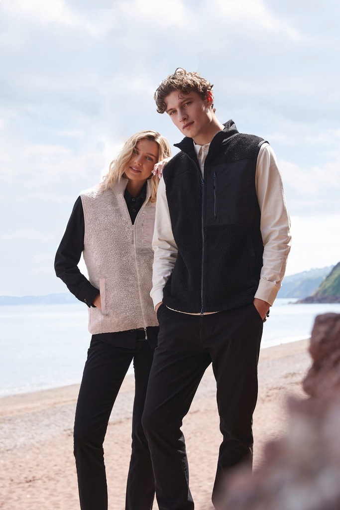 [FR855-Black-S] Gilet sherpa recyclé (FR855) (Black, S)