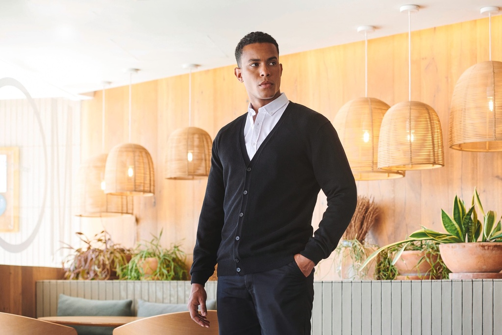 [H722-Black-S] Cardigan homme (H722) (Black, S)