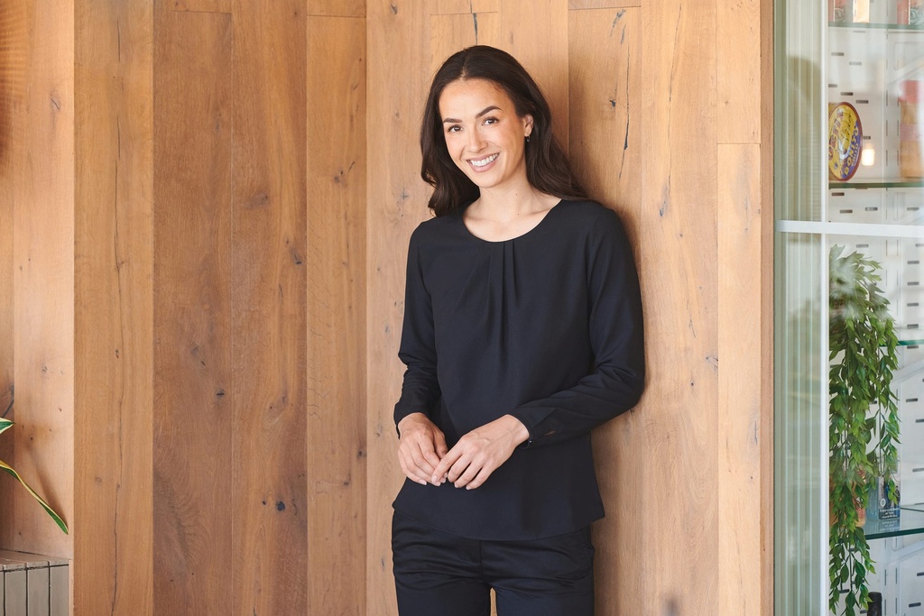[H598-Black-S] Blouse manches longues (H598) (Black, S)
