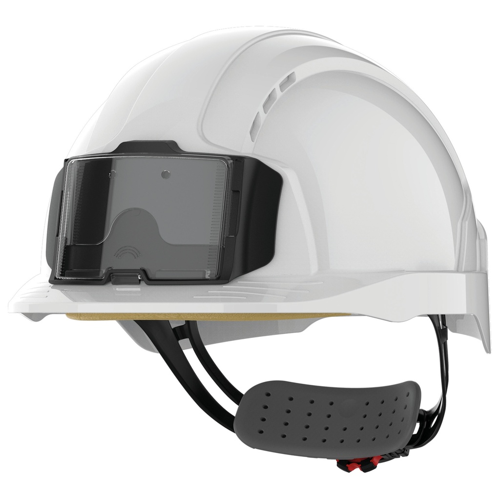 [JSAJB173-Orange-One size] Casque de sécurité EVOLite® avec porte badge, ventilé, serrage crémaillère (JSAJB173) (Orange)