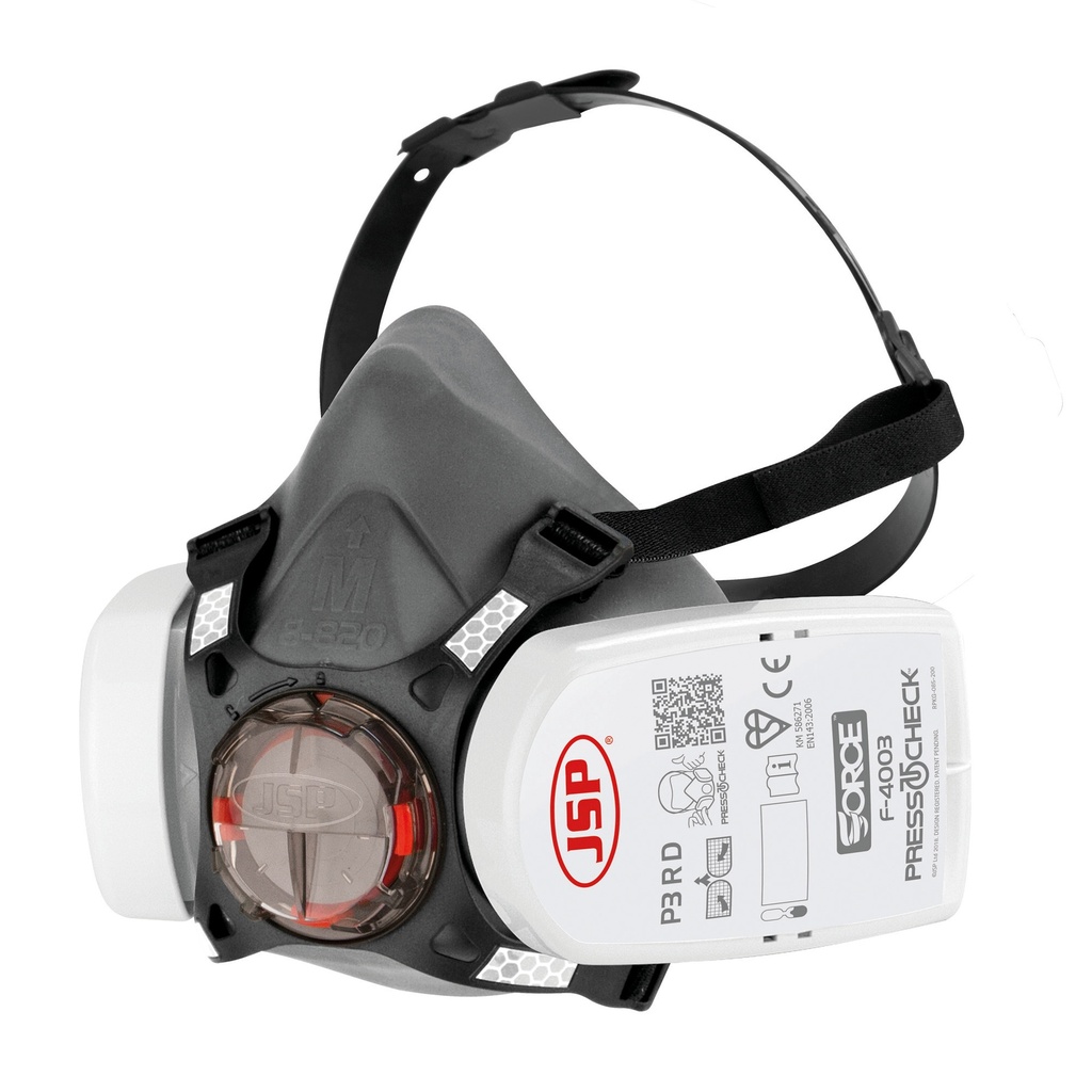 [JSBHTA3-Grey-One size] Masque Force™8 avec cartouches Press To Check™ P3 (JSBHTA3)
