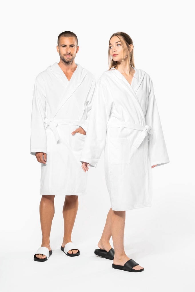 [K140-Black-S/m] Peignoir de bain à capuche Bio (K140) (Black, S/m)
