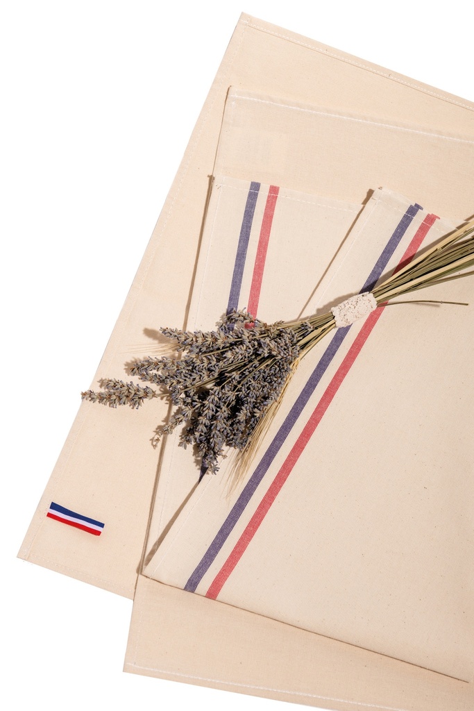 [K138-White-One size] Essuie-vaisselle 2 rayures Origine France Garantie (K138) (White)