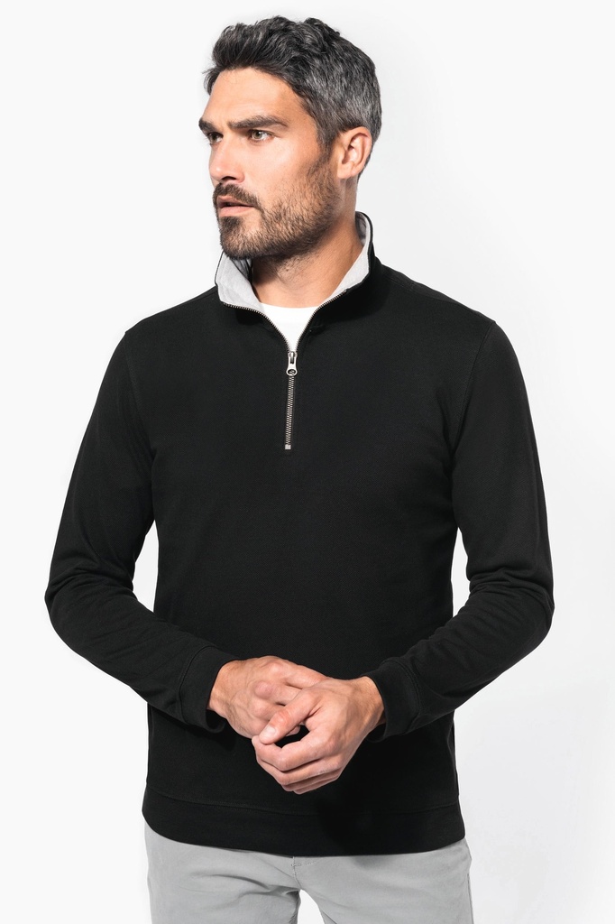 Trucker > sweat-shirt piqué col zippé homme (K206)