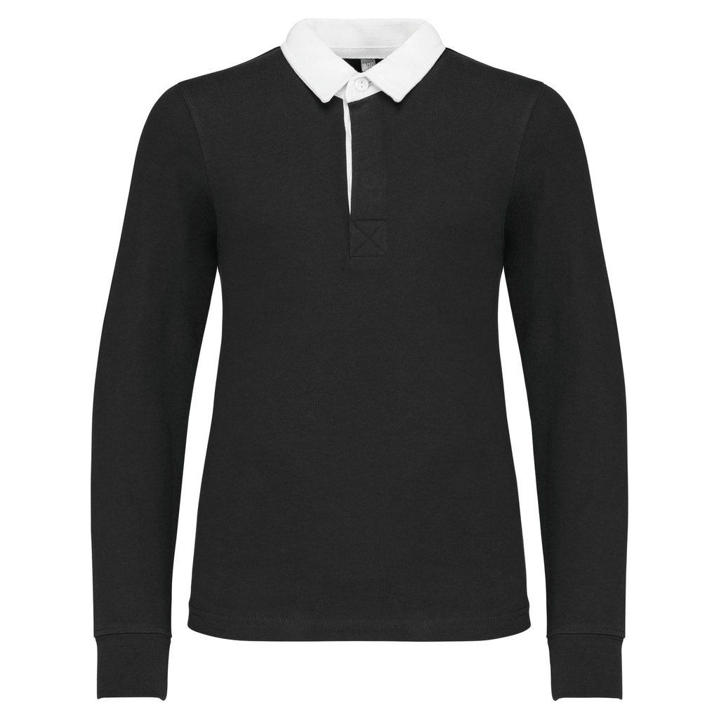 [K214-Black / white-4/6 ans] Polo rugby enfant (K214) (Black / white, 4/6 ans)