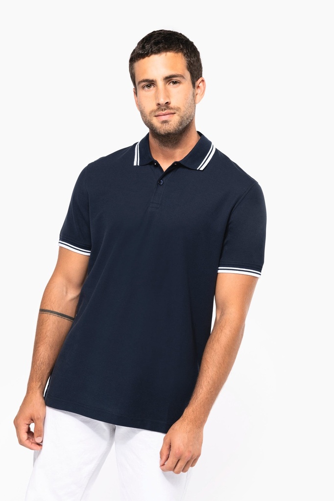 Polo homme manches courtes à liserés contrastés (K272)