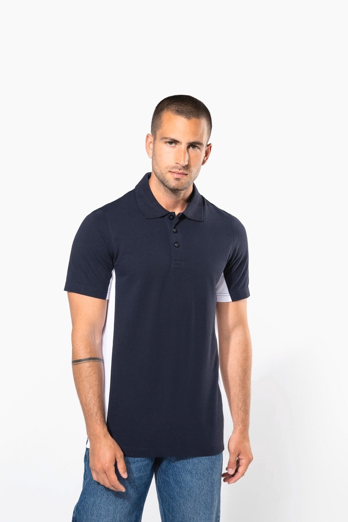 Polo piqué manches courtes bicolore homme (K232)