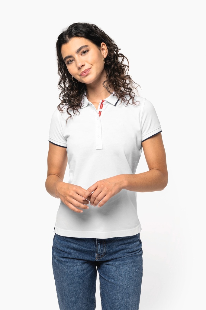 Polo maille piquée manches courtes femme (K252)