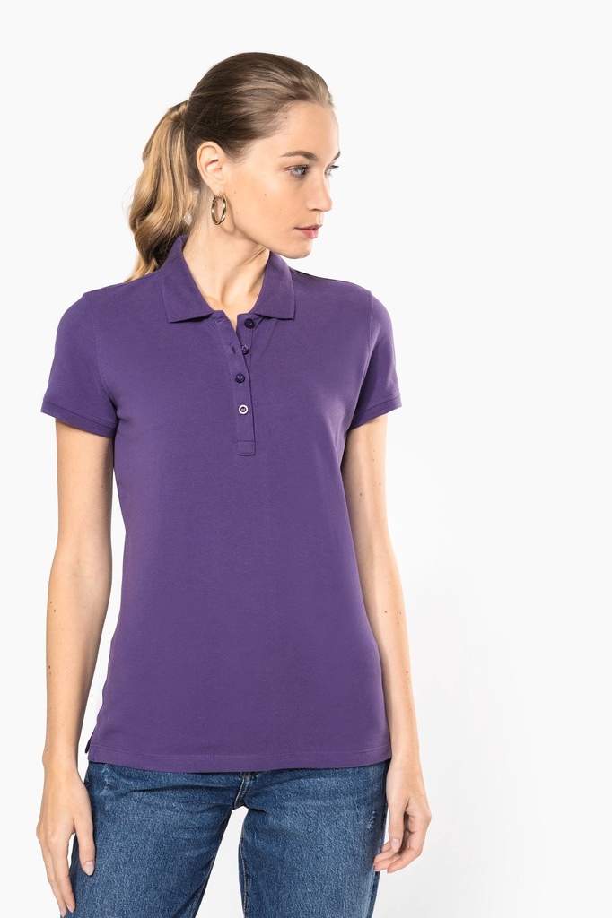 [K255-Orange-S] Polo piqué manches courtes femme (K255) (Orange, S)