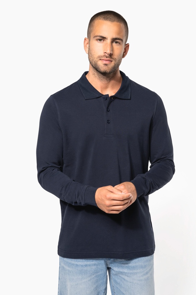 [K256-Orange-S] Polo piqué manches longues homme (K256) (Orange, S)