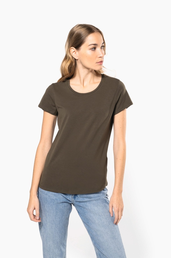 [K3013-Black-S] T-shirt col rond manches courtes femme (K3013) (Black, S)