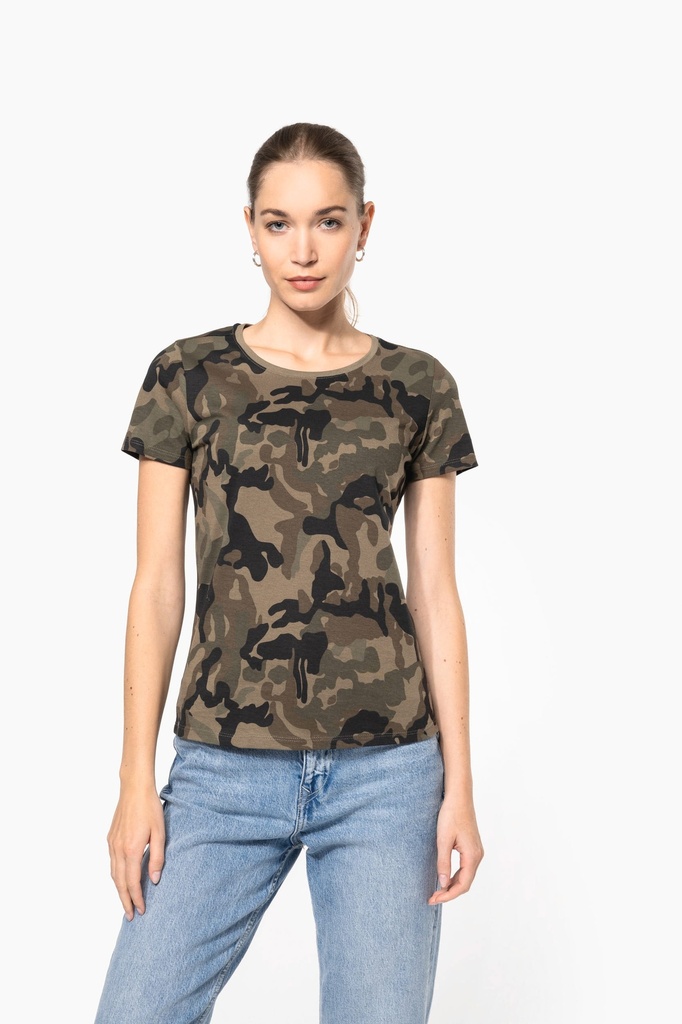 T-shirt camo manches courtes femme (K3031)