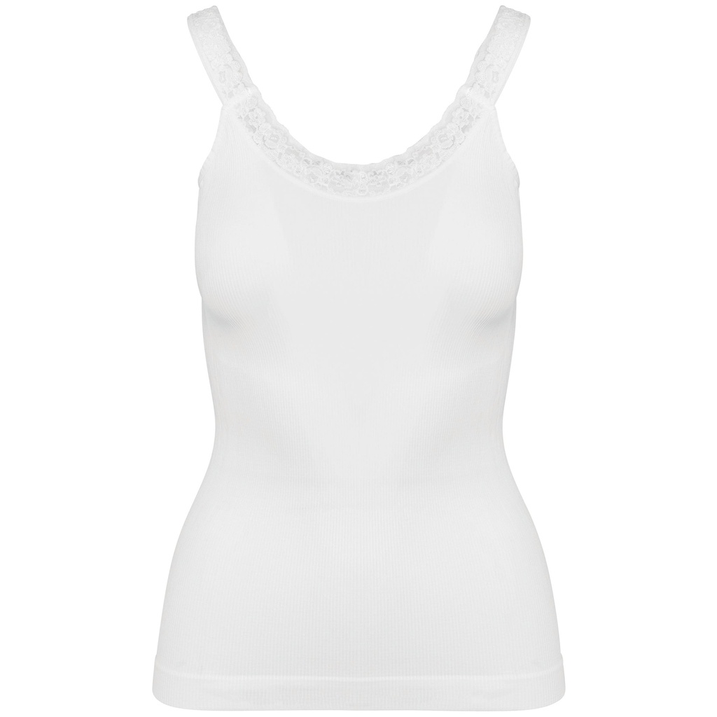 [K3043-Black-M/l] Débardeur écoresponsable sans couture avec dentelle (K3043) (Black, M/l)