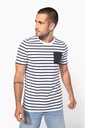 T-shirt rayé marin avec poche manches courtes homme (K378)