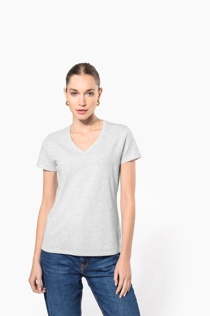 T-shirt col V manches courtes femme (K381)