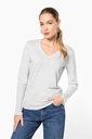 T-shirt col V manches longues femme (K382)