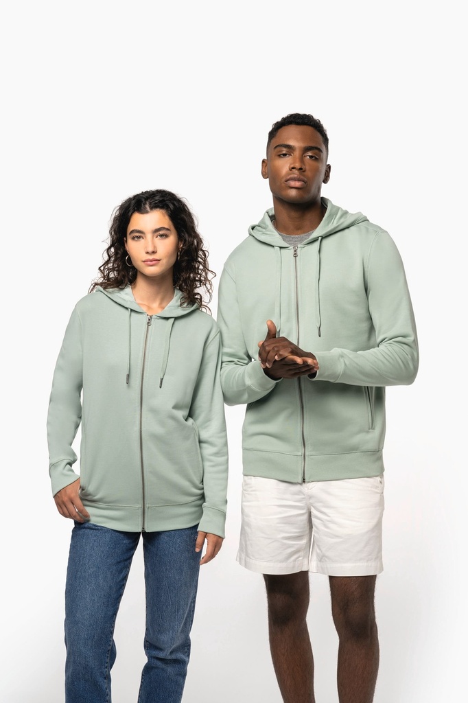 Sweat-shirt french terry écoresponsable zippé à capuche unisexe (K4008)