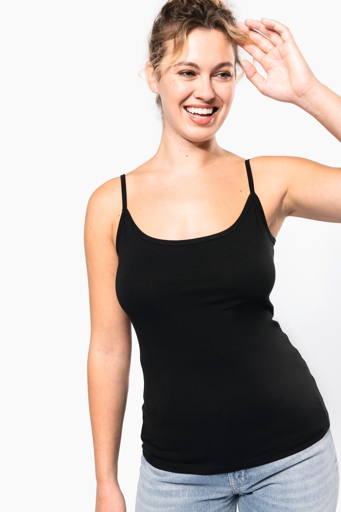 [K397-Black-S] Débardeur à bretelles femme (K397) (Black, S)