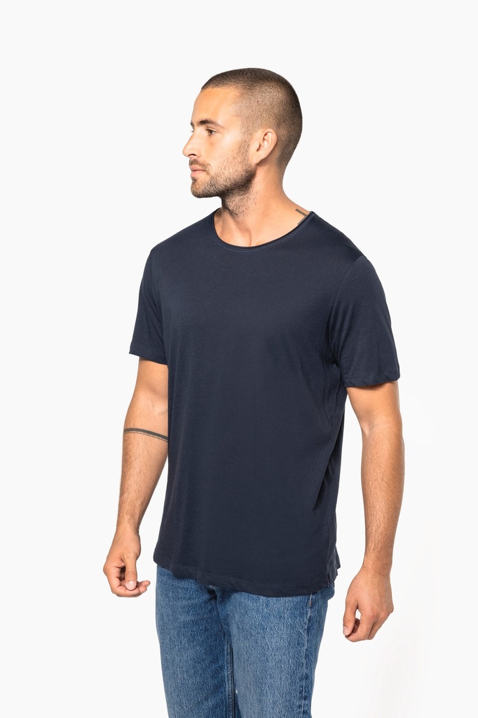 T-shirt Bio col à bords francs manches courtes homme (K398)