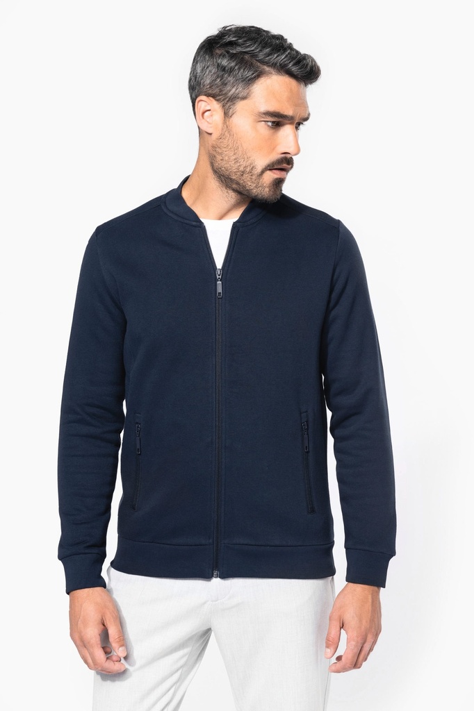 [K4002-Black-S] Veste molleton zippée homme (K4002) (Black, S)