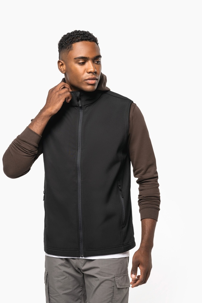 [K426-Black-S] Bodywarmer softshell écoresponsable 2 couches unisexe (K426) (Black, S)