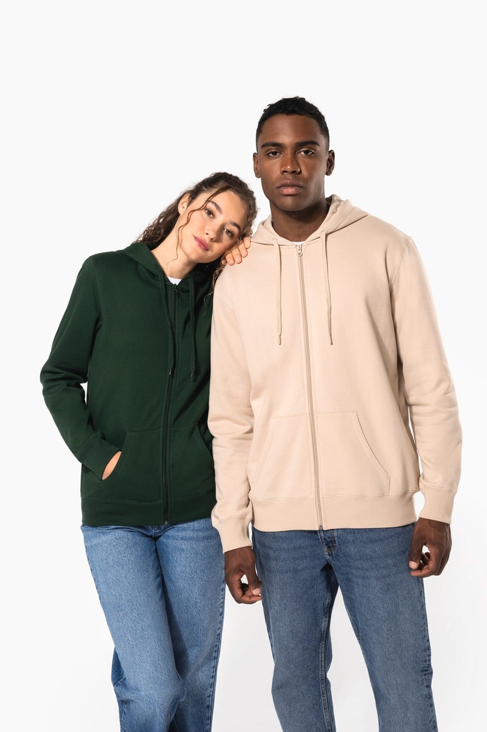 [K4042-Black-S] Sweat-shirt recyclé zippé à capuche unisexe (K4042) (Black, S)
