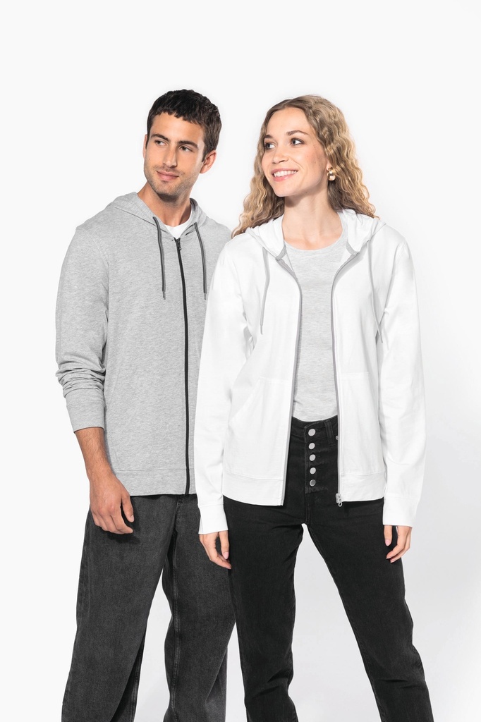 [K438-Black-S] Veste coton légère à capuche (K438) (Black, S)