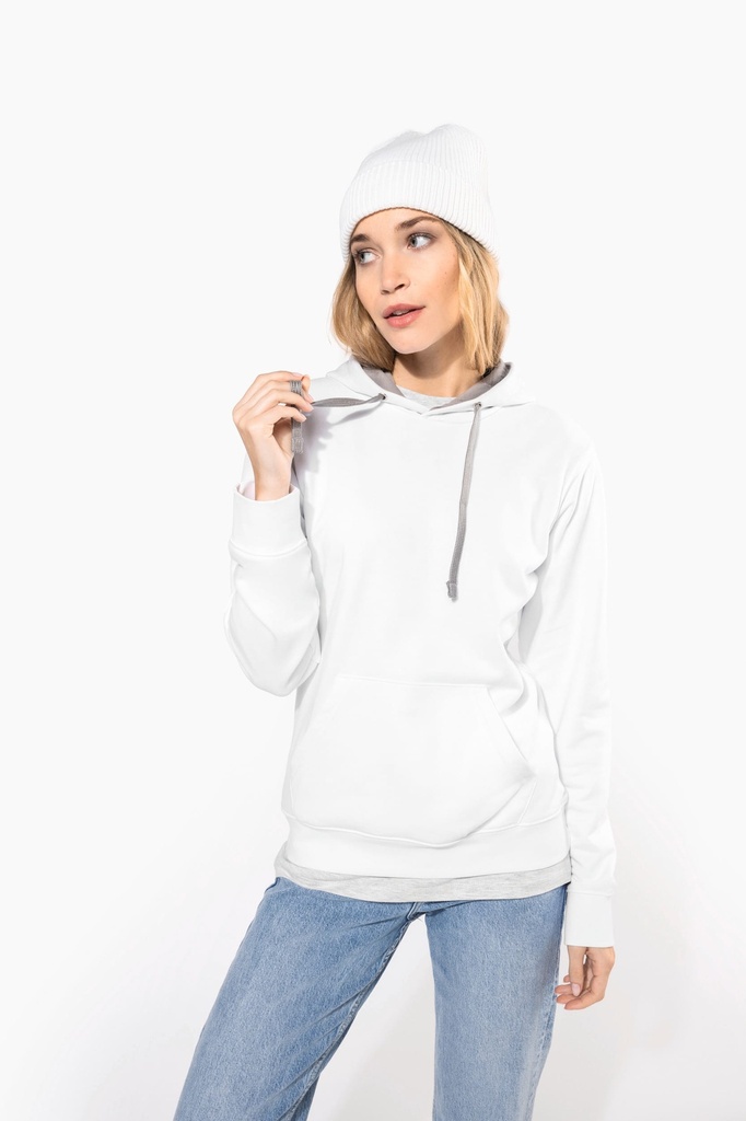 Sweat-shirt capuche contrastée femme (K465)