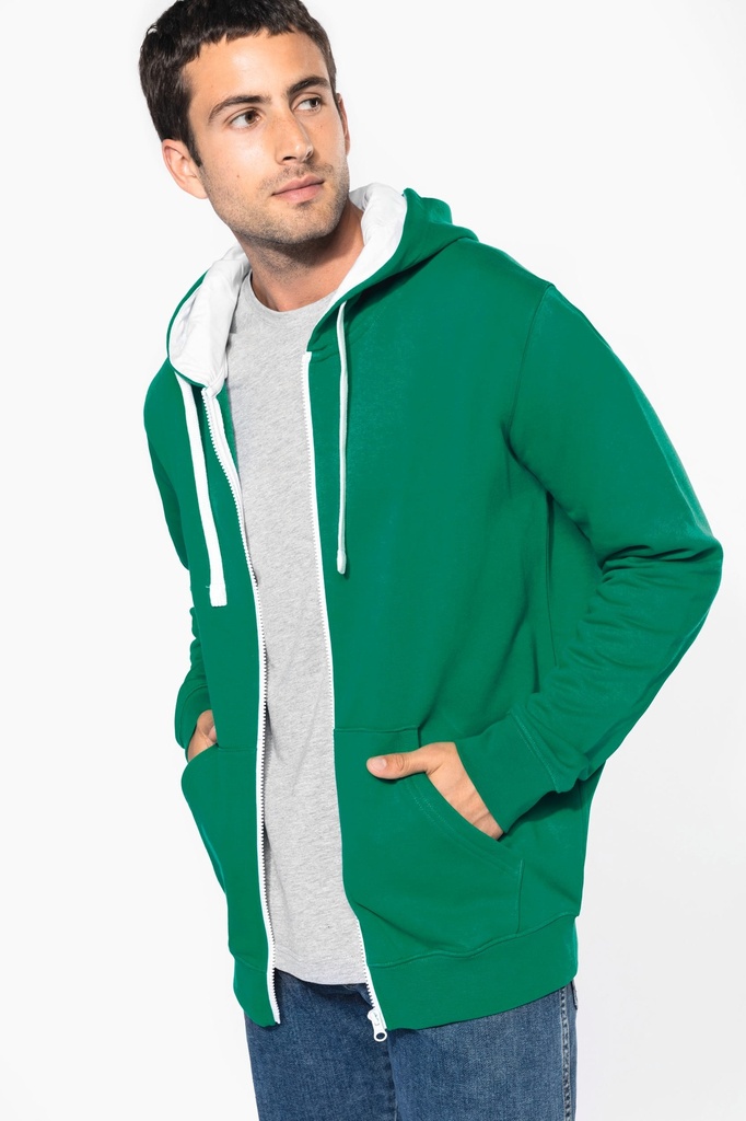 Sweat-shirt zippé capuche contrastée (K466)