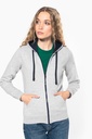 Sweat-shirt zippé capuche contrastée femme (K467)