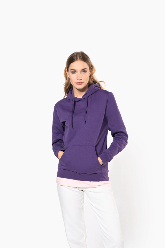 [K473-Orange-S] Sweat-shirt capuche femme (K473) (Orange, S)