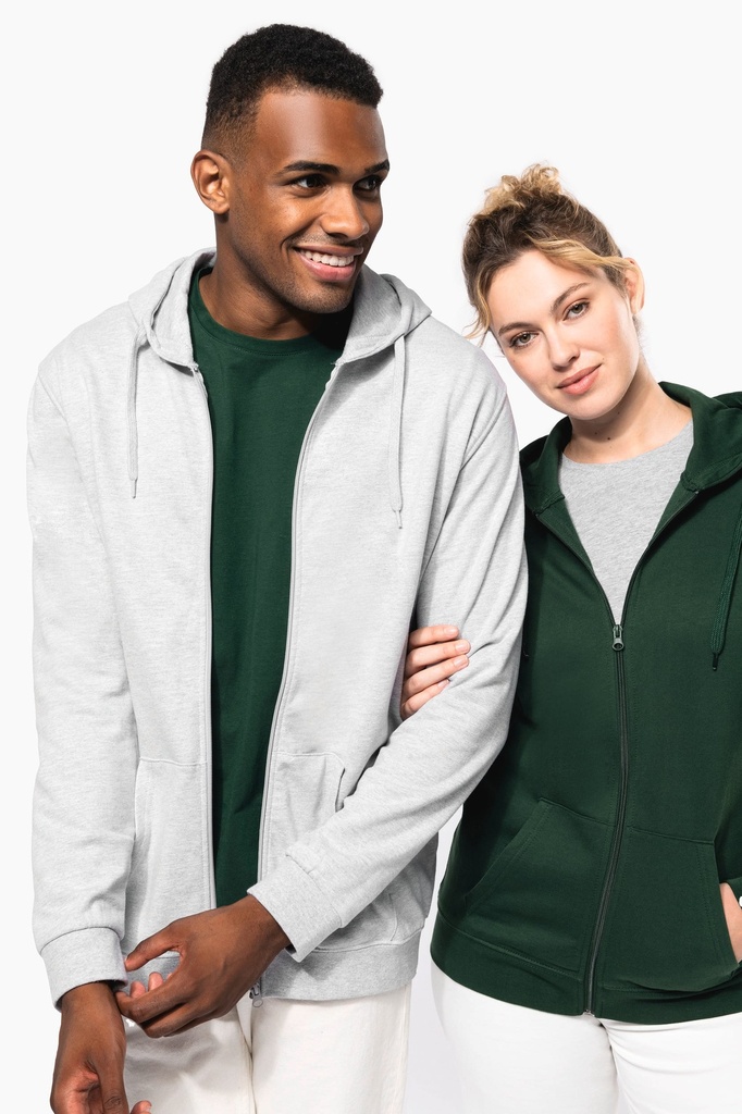 [K479-Orange-S] Sweat-shirt zippé capuche unisexe (K479) (Orange, S)