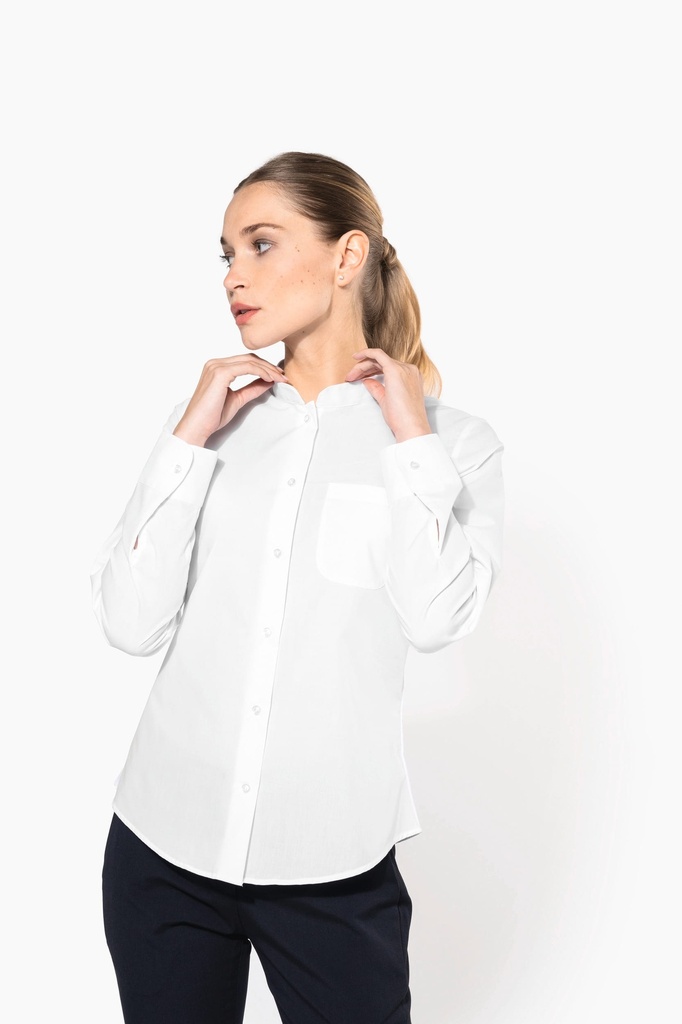Chemise col mao manches longues femme (K514)