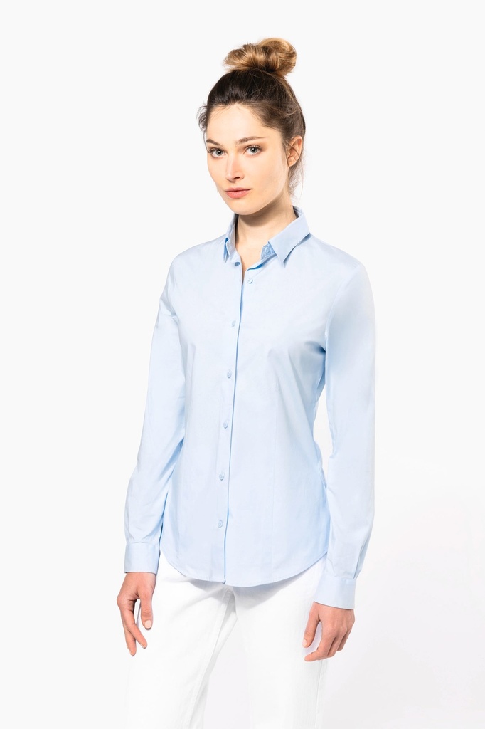 Chemise coton / élasthanne manches longues femme (K530)