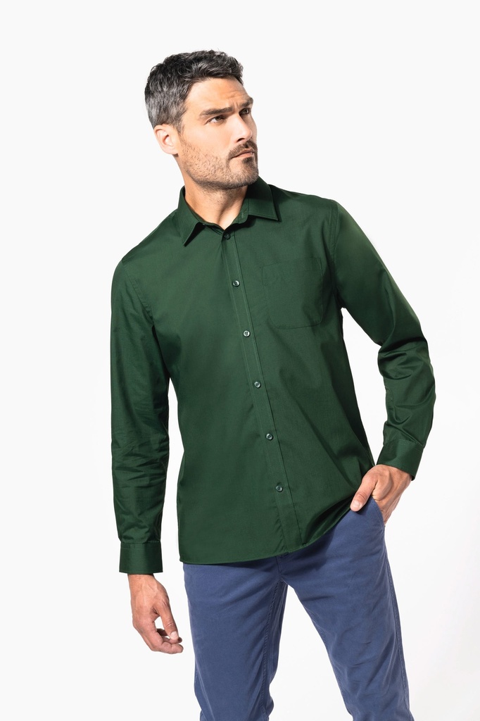 [K545-Classic red-S] Chemise popeline polycoton entretien facile homme (K545) (Classic red, S)