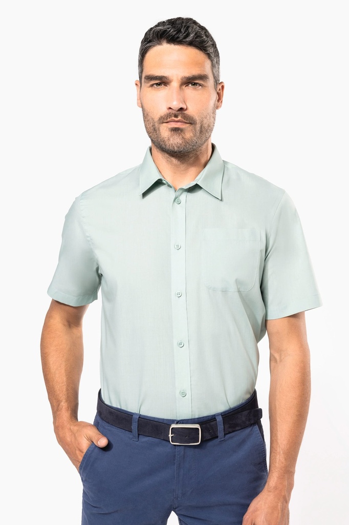 Chemise popeline polycoton manches courtes entretien facile homme (K551)