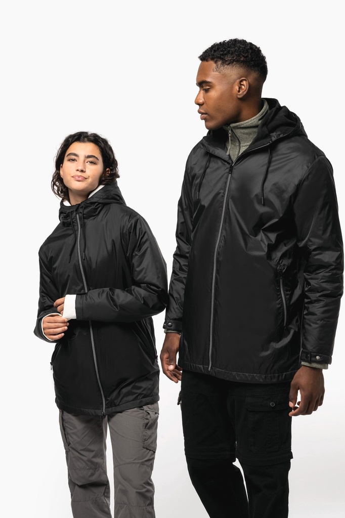 [K6153-Black-S] Veste à capuche avec doublure en micropolaire unisexe (K6153) (Black, S)