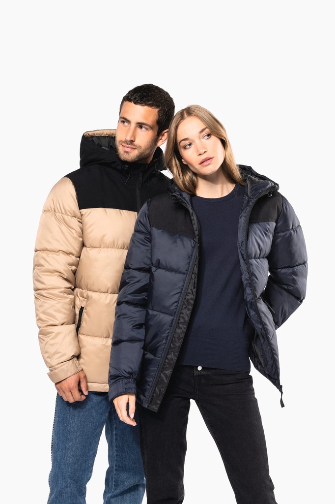 Parka matelassée à capuche bi-ton unisexe (K6163)