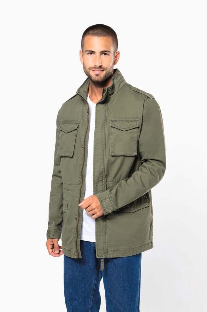 [K6164-Washed black-S] Veste safari homme (K6164) (Washed black, S)