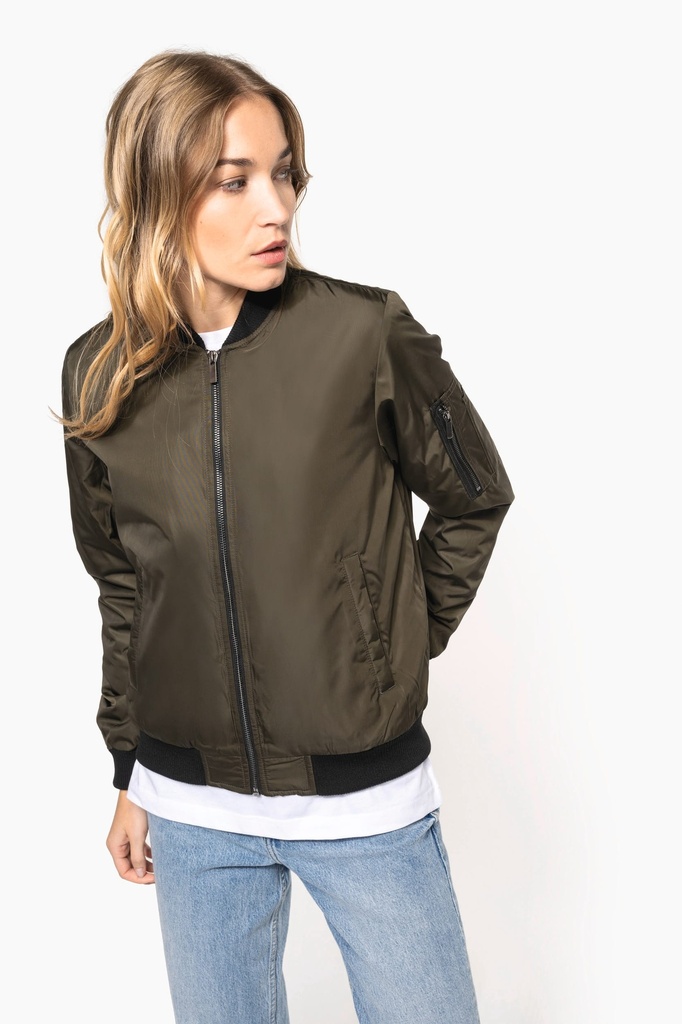 [K6123-Black-S] Blouson bomber femme (K6123) (Black, S)