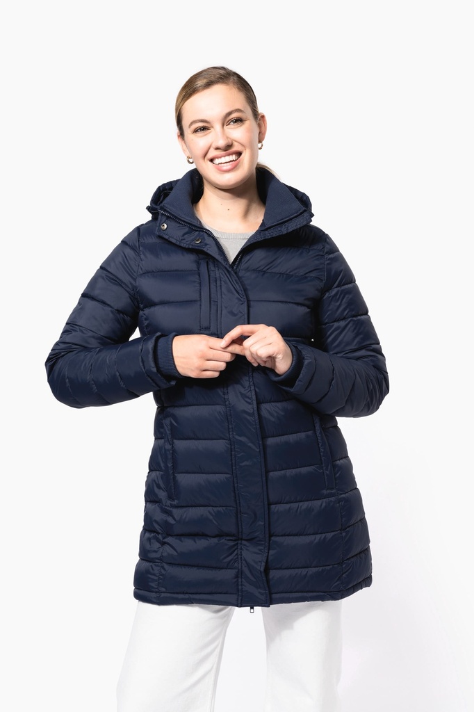 [K6129-Black-S] Parka doudoune légère à capuche femme (K6129) (Black, S)