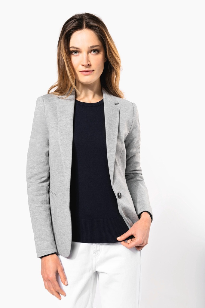 [K6133-Light grey heather-34 fr] Veste maille femme (K6133) (Light grey heather, 34 fr)