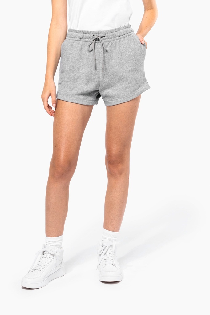 [K799-Black-S] Short écoresponsable molleton non gratté femme (K799) (Black, S)