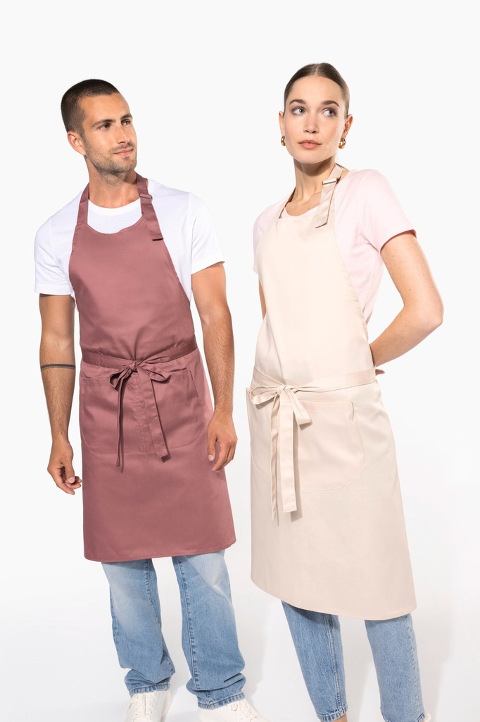 [K890-Orange-One size] Tablier polycoton avec poche (K890) (Orange)