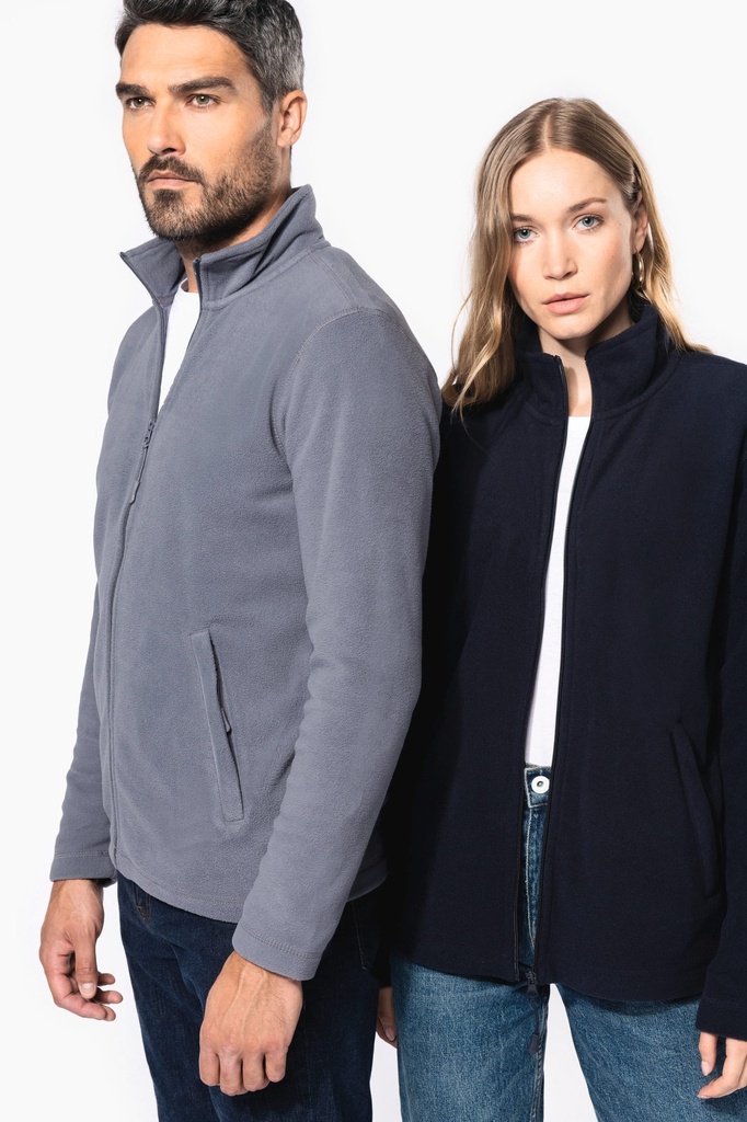 [K9102-Black-S] Veste micropolaire zippée unisexe (K9102) (Black, S)