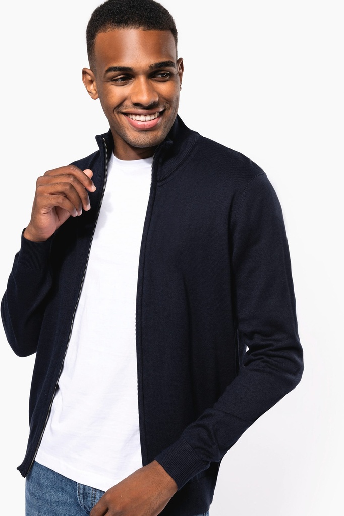 [K961-Black-S] Cardigan zippé homme (K961) (Black, S)